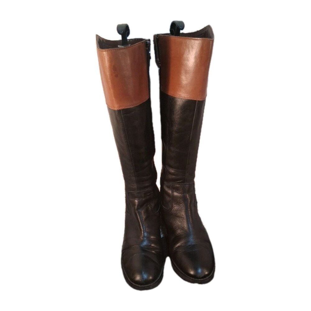 Etienne Aigner Two-Tone Brown and Tan Knee Boots
